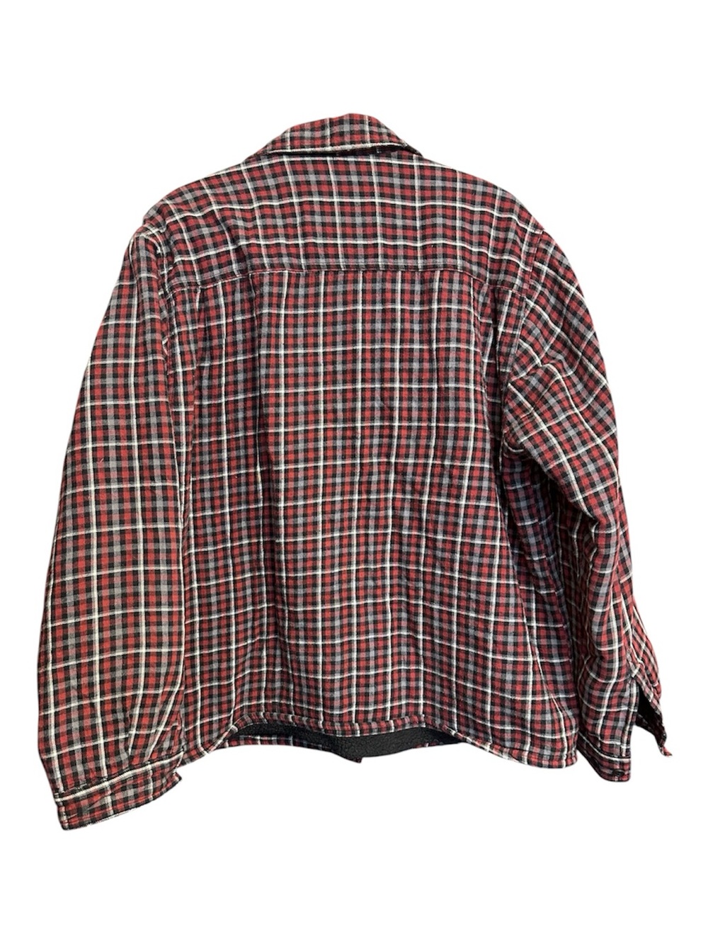 Boston Traders Unisex Sherpa Lined Plaid Flannel Shacket Red/Gray/Black XL - Picture 5 of 11